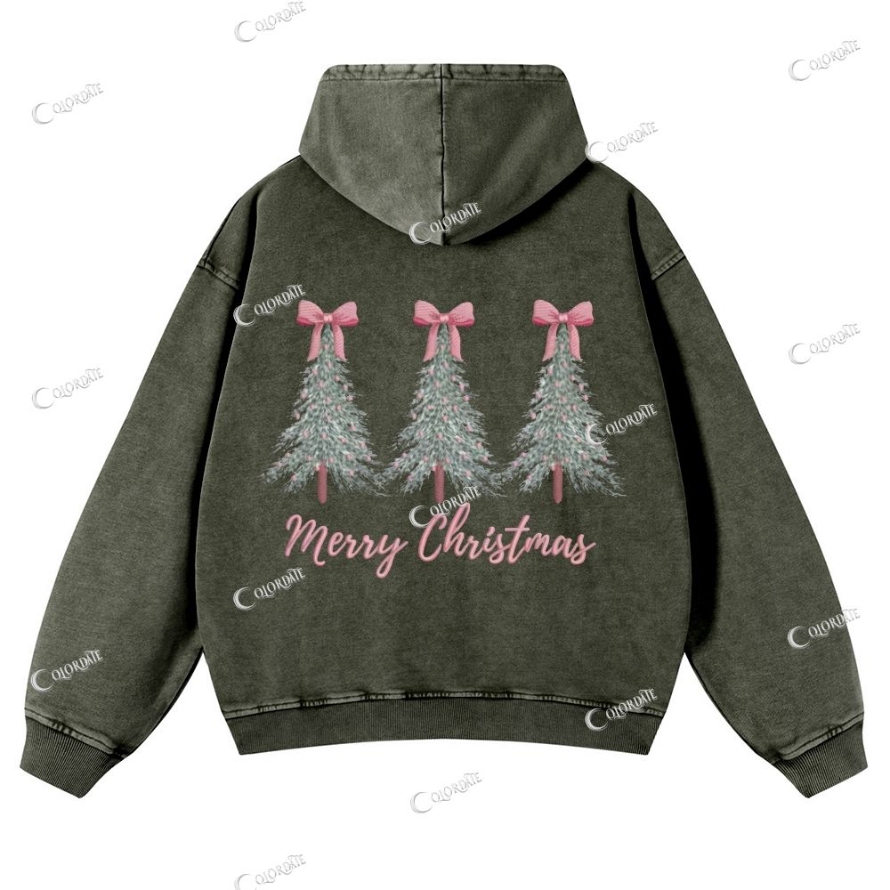 Casual  Warm Christmas Washed Hoodie
