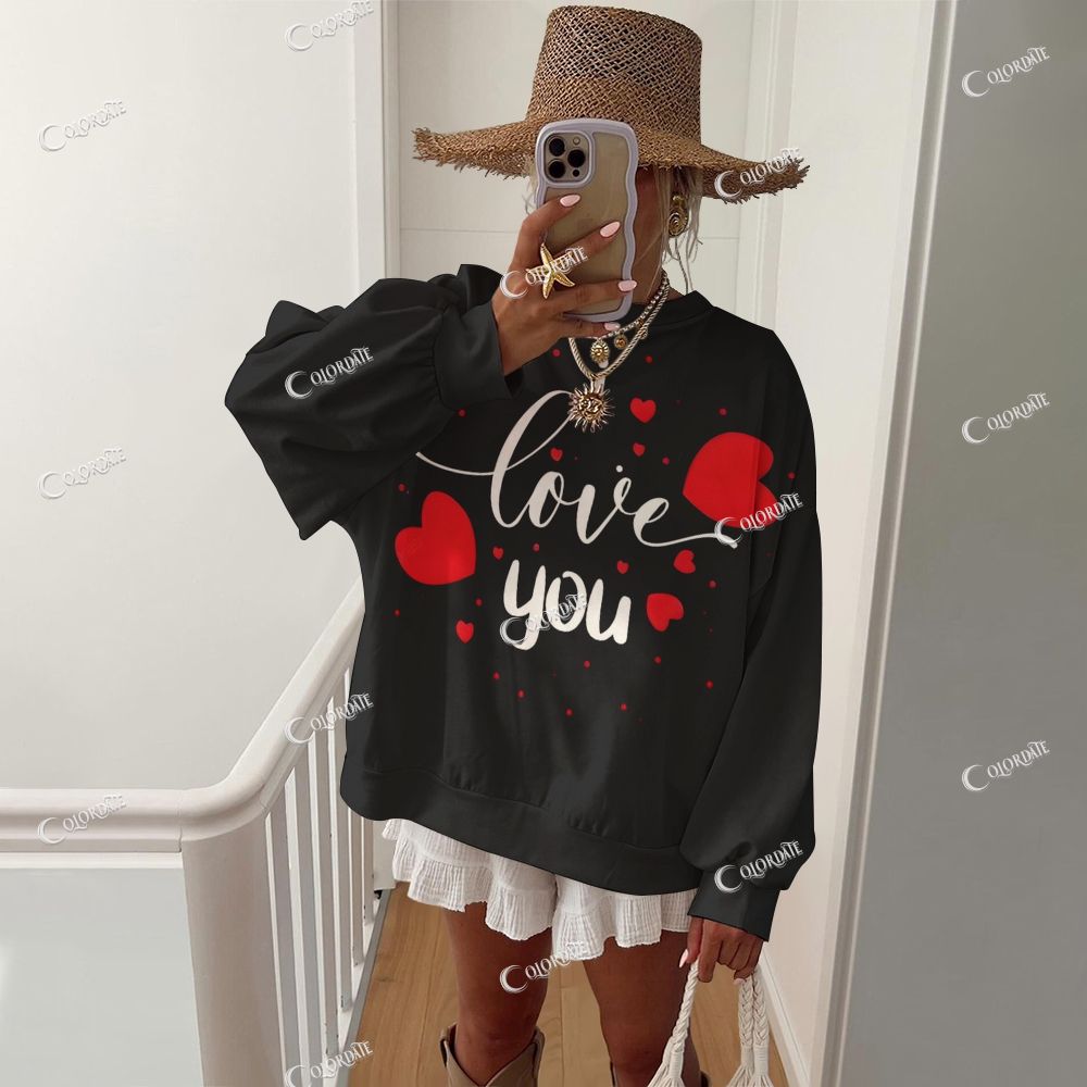 Women's Love You Casual Crew Neck Sweatshirt