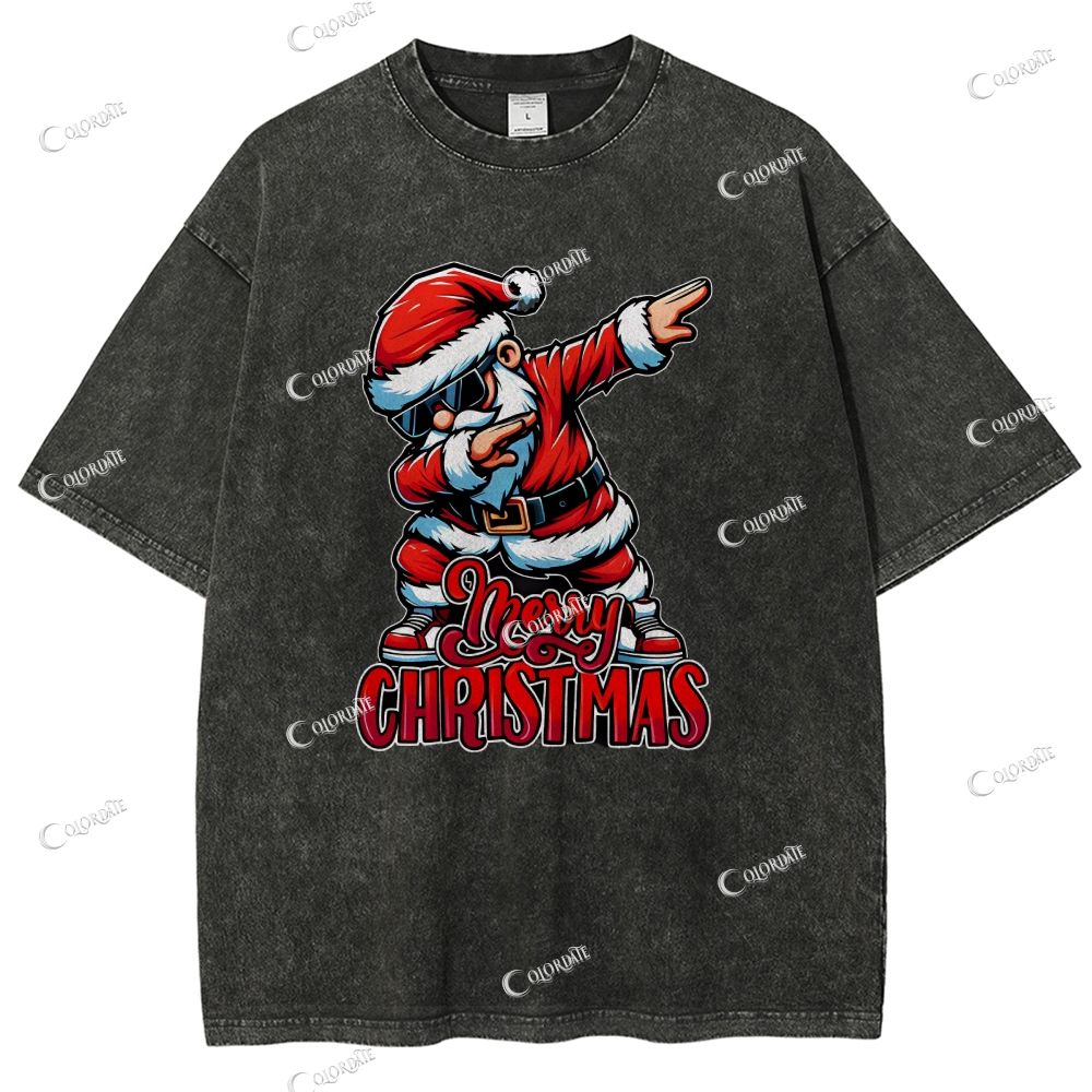 Unisex Merry Christmas Printed Washed Tee