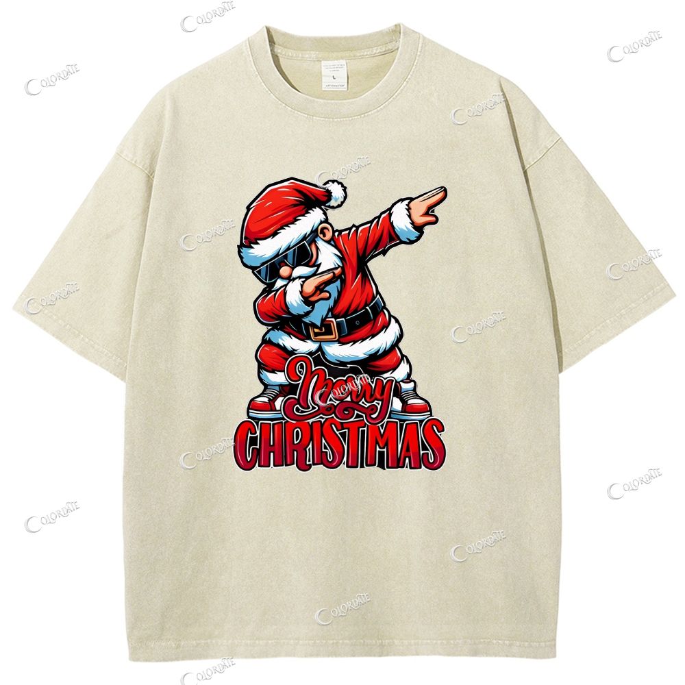 Unisex Merry Christmas Printed Washed Tee