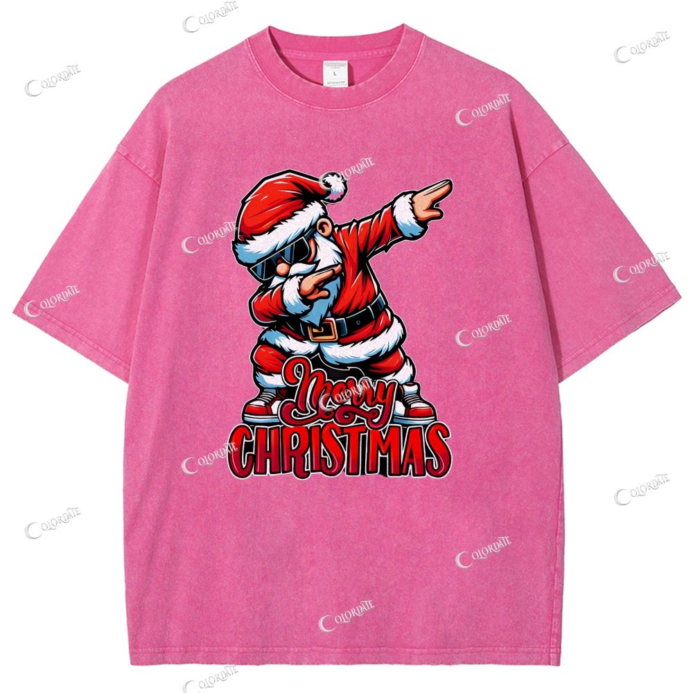 Unisex Merry Christmas Printed Washed Tee