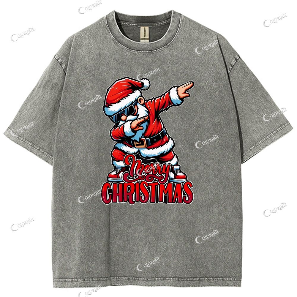 Unisex Merry Christmas Printed Washed Tee