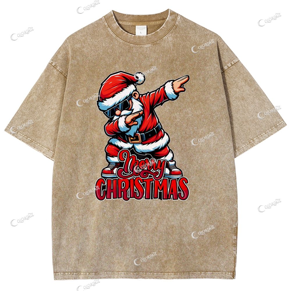 Unisex Merry Christmas Printed Washed Tee