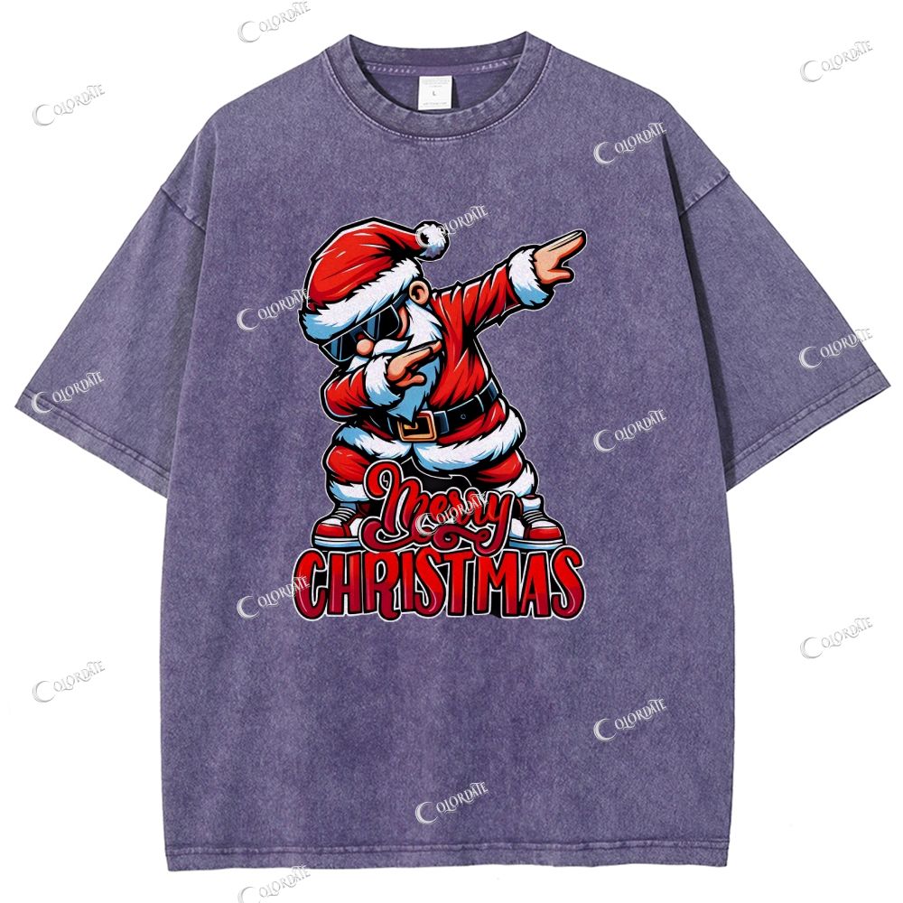 Unisex Merry Christmas Printed Washed Tee