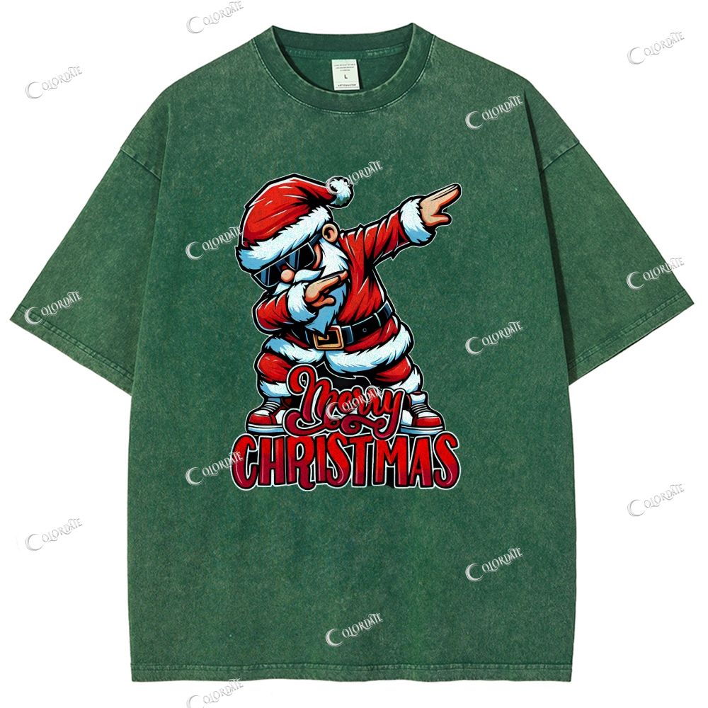 Unisex Merry Christmas Printed Washed Tee
