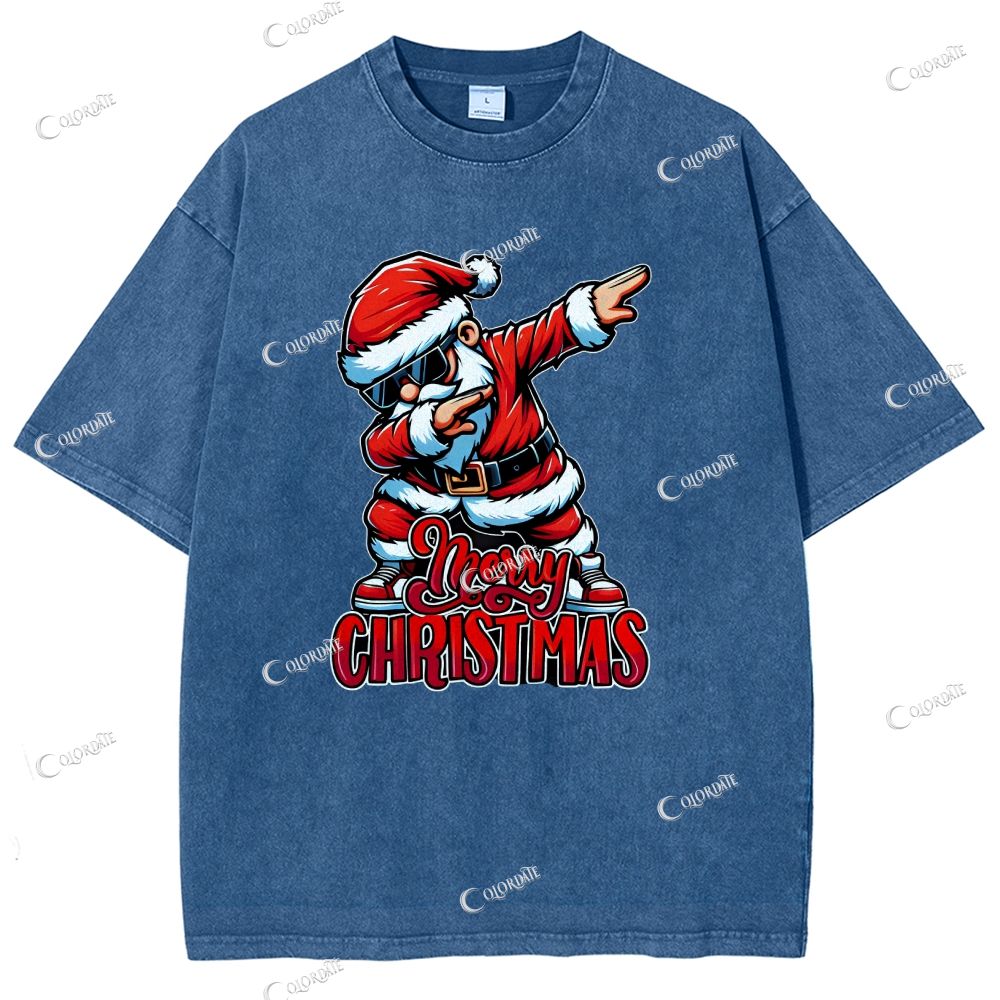 Unisex Merry Christmas Printed Washed Tee