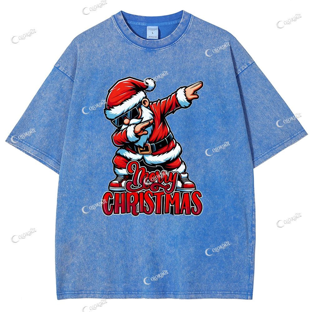 Unisex Merry Christmas Printed Washed Tee
