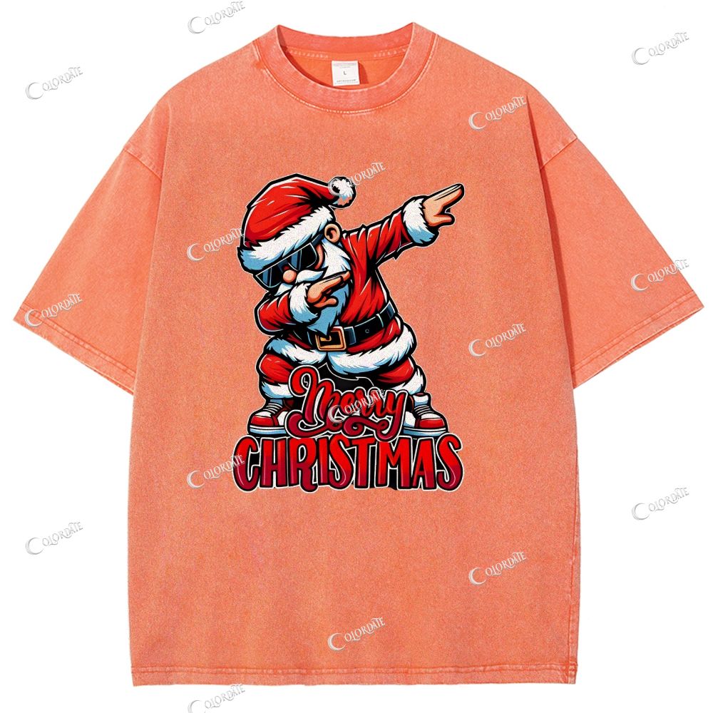 Unisex Merry Christmas Printed Washed Tee
