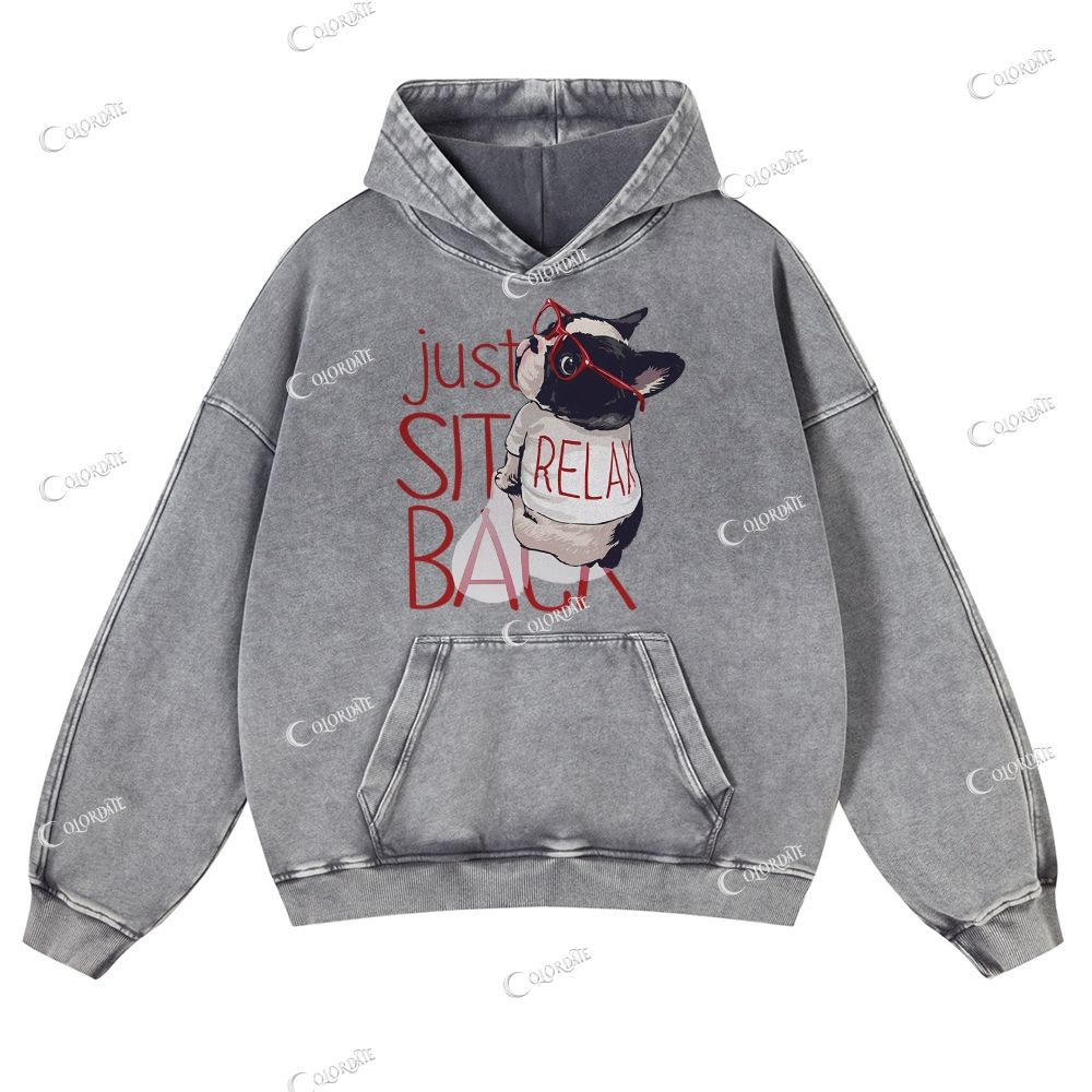 Cute Cat Casual Washed Hoodie