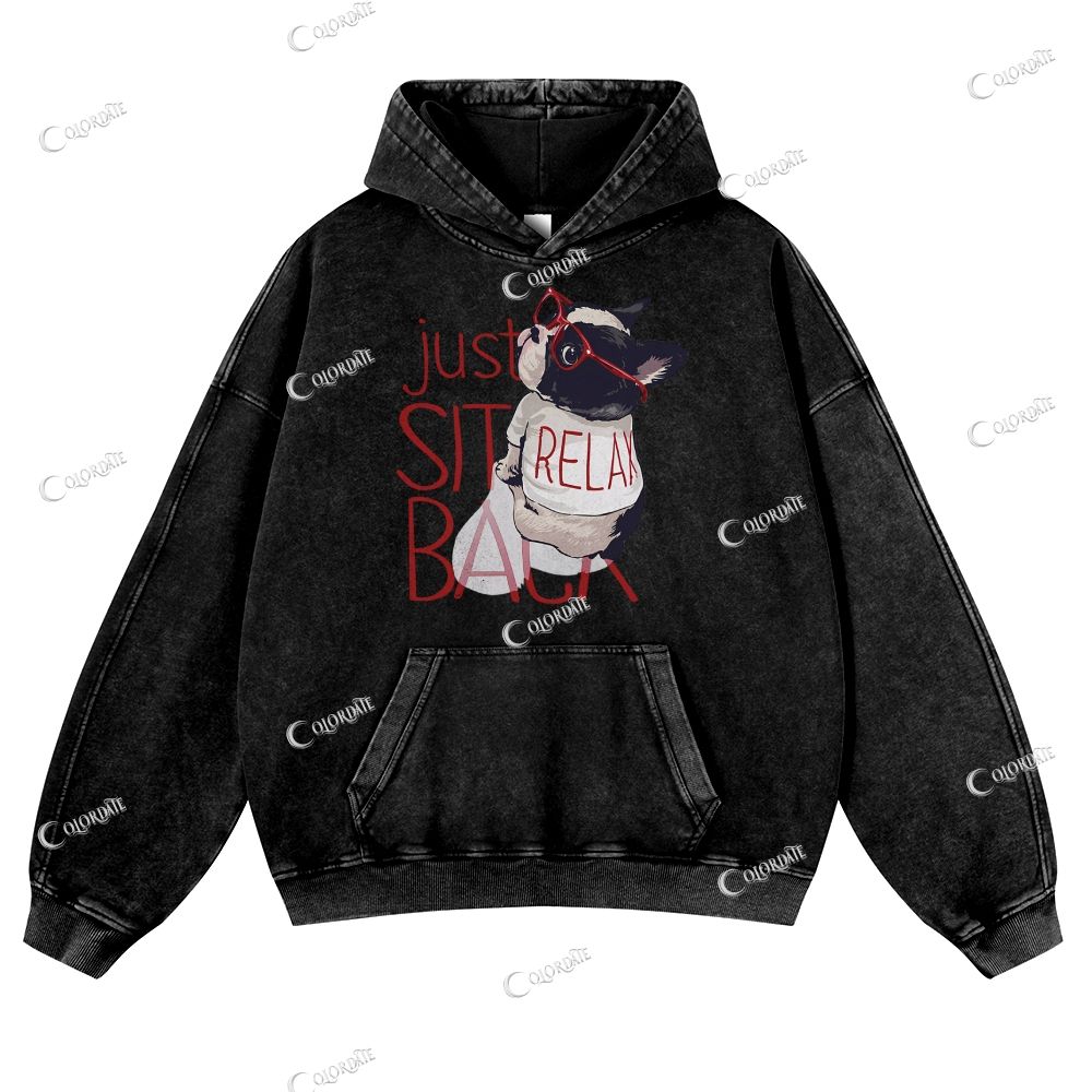 Cute Cat Casual Washed Hoodie