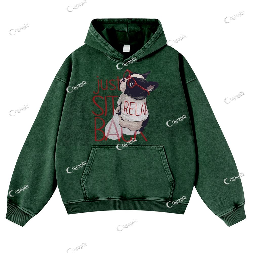 Cute Cat Casual Washed Hoodie