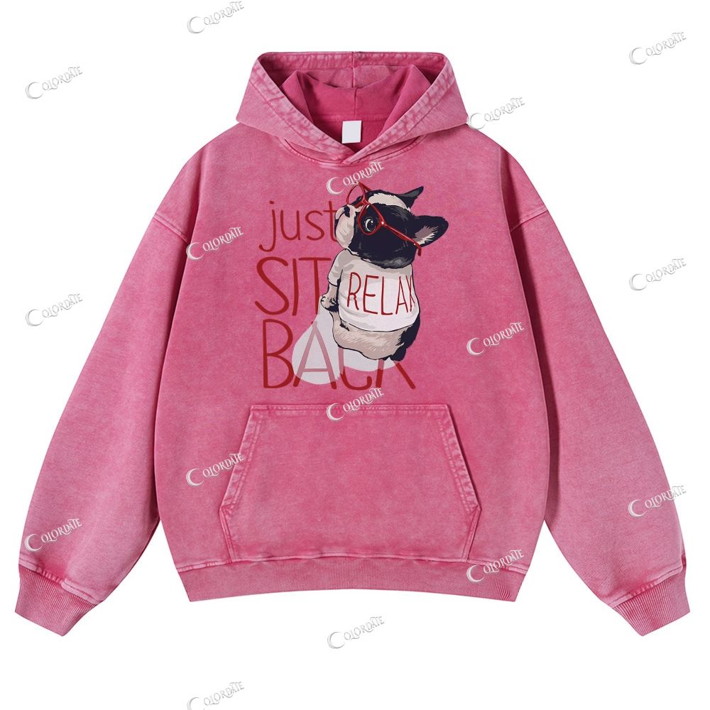 Cute Cat Casual Washed Hoodie