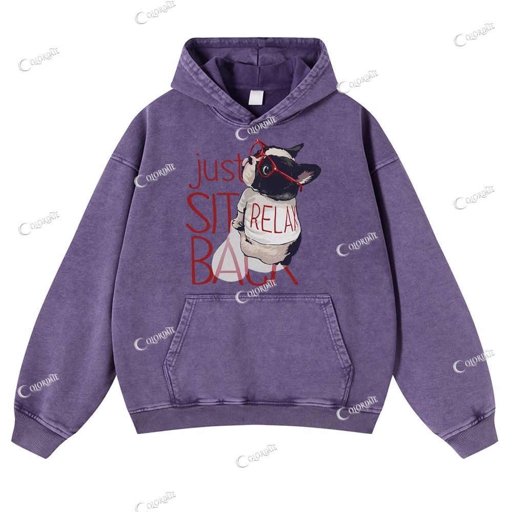 Cute Cat Casual Washed Hoodie