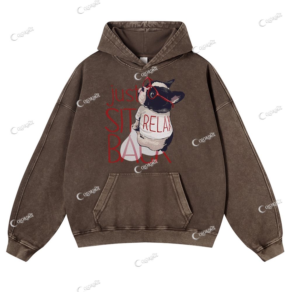 Cute Cat Casual Washed Hoodie