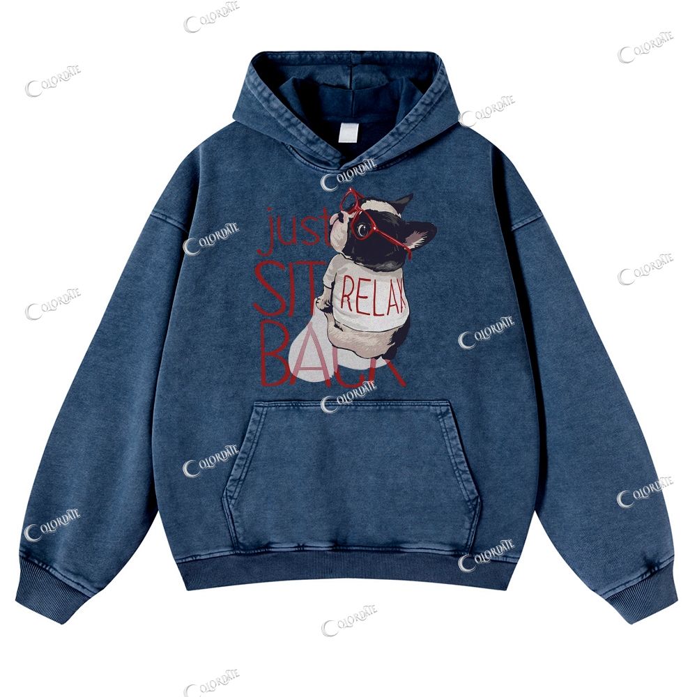 Cute Cat Casual Washed Hoodie