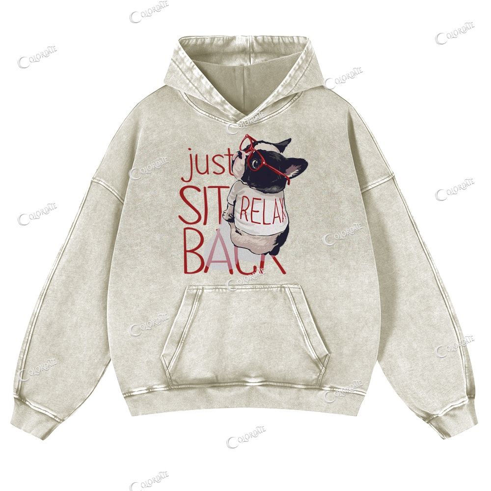 Cute Cat Casual Washed Hoodie