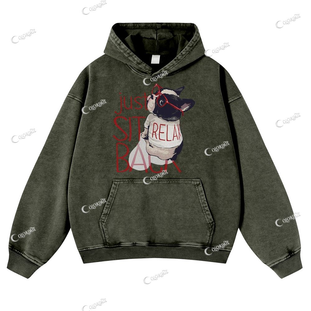 Cute Cat Casual Washed Hoodie
