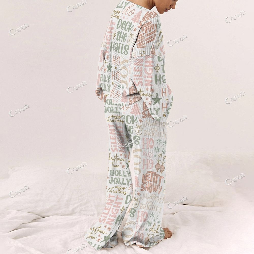 Women's Letter Multicolor Print Long Sleeve Pajama Set