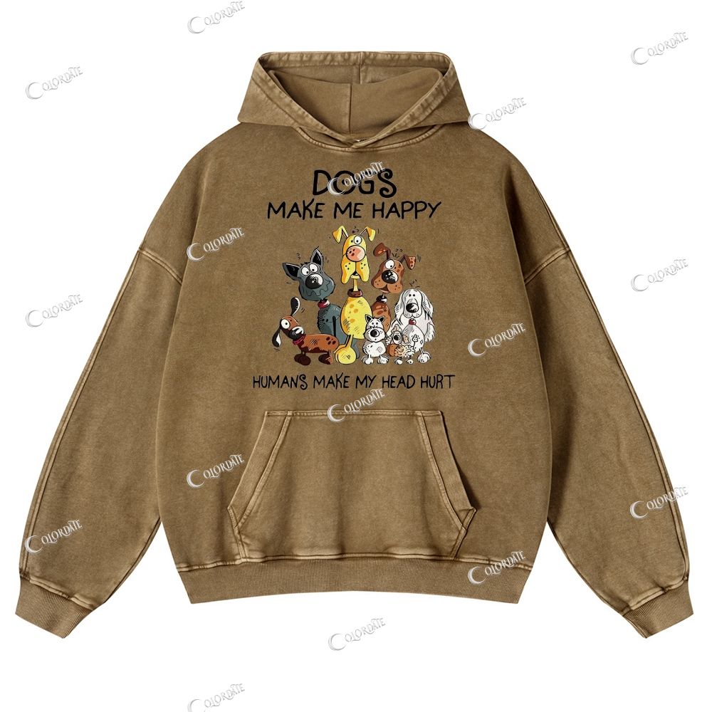Cute Cat Print Casual Washed Hoodie
