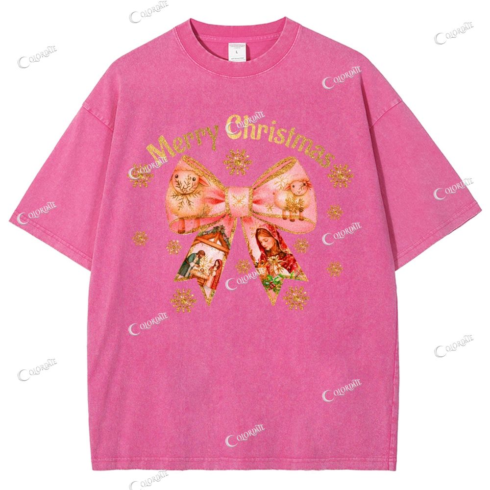 Unisex Merry Christmas Printed Washed Tee