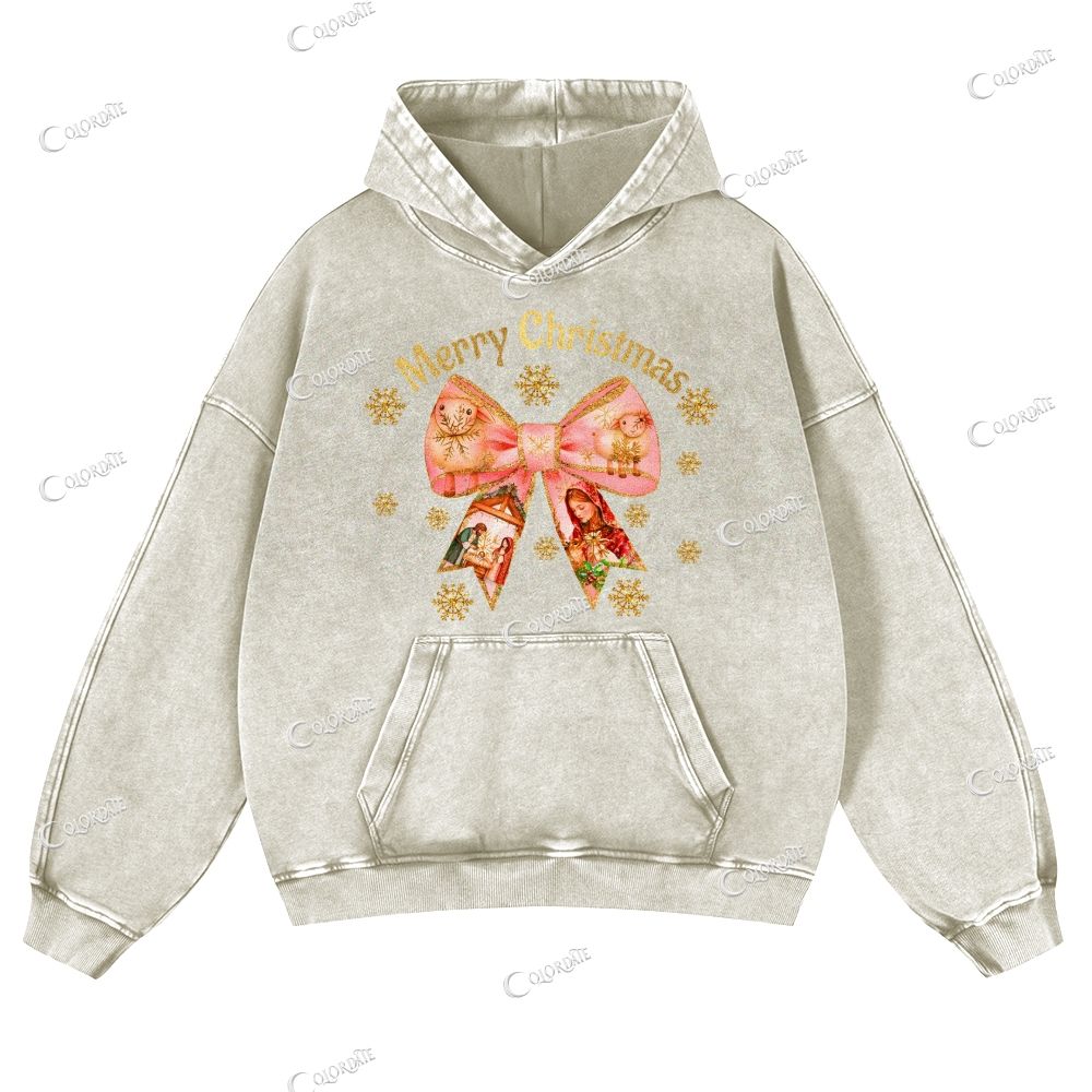 Merry Christmas Casual Washed Hoodie