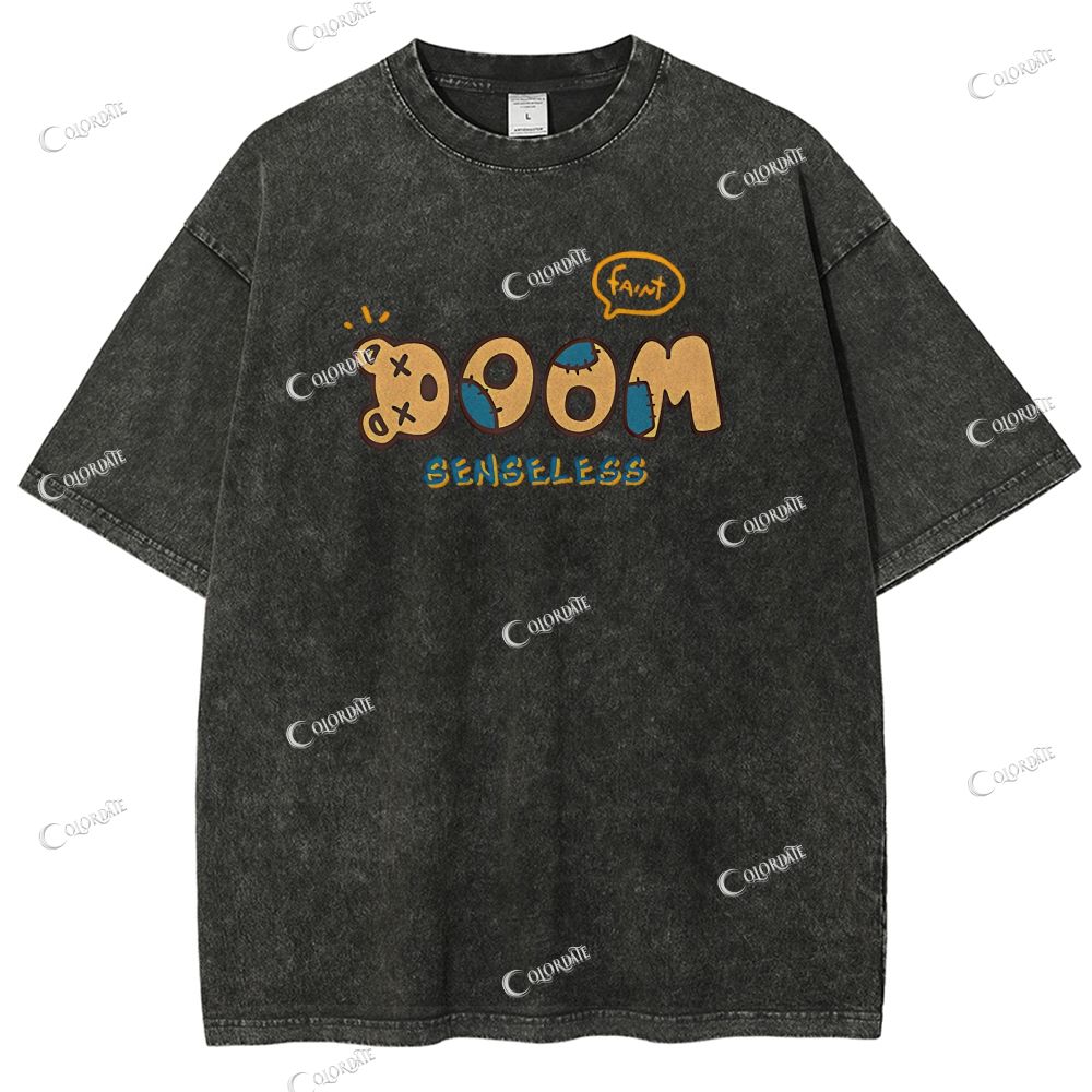 Unisex Bear Printed Washed Tee