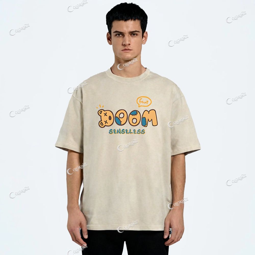 Unisex Bear Printed Washed Tee