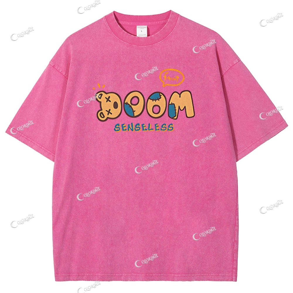 Unisex Bear Printed Washed Tee