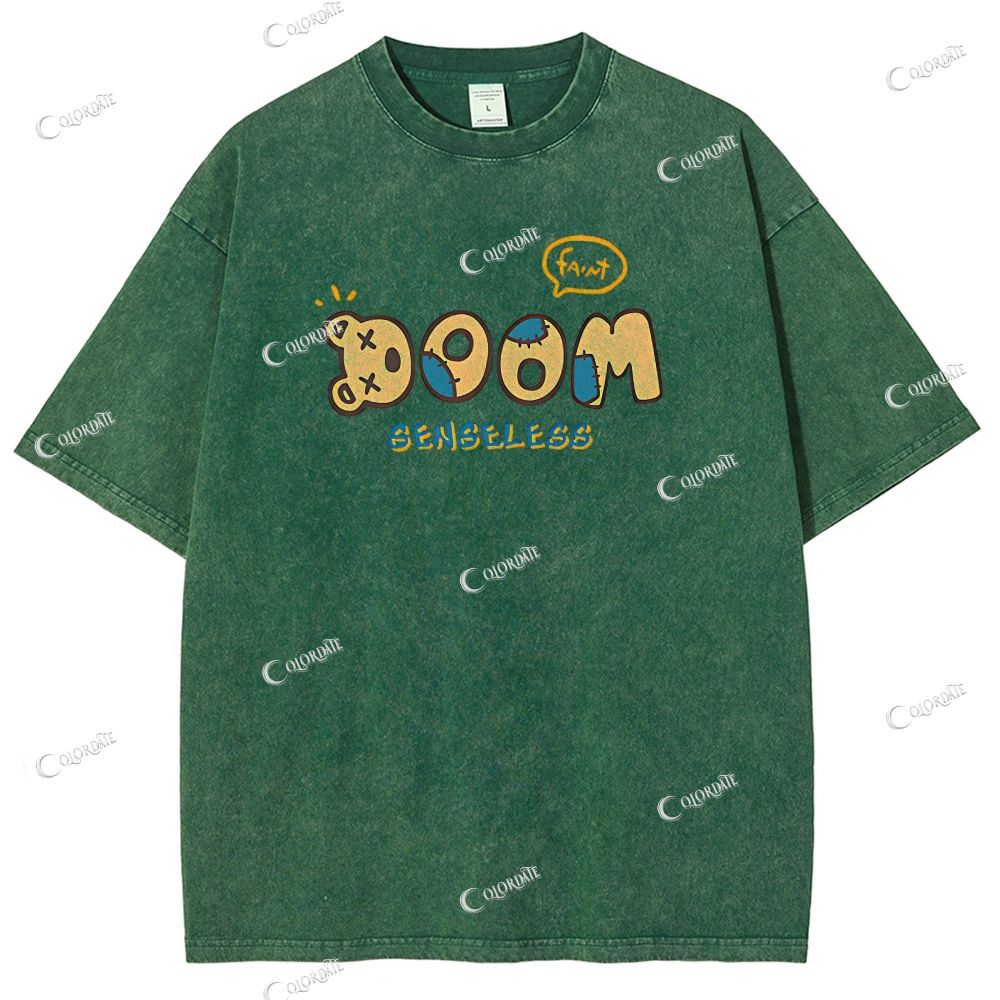 Unisex Bear Printed Washed Tee