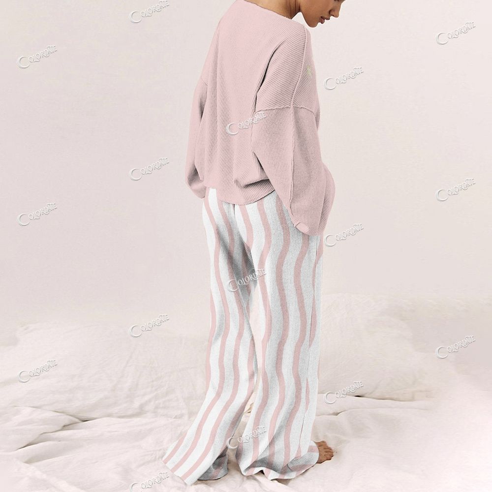 Colordate Women's Christmas Tree Print Long Sleeve Pajama Set