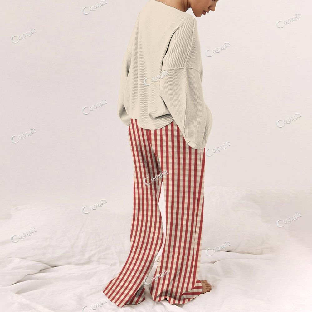 Colordate Women's Merry Christmas Print Long Sleeve Pajama Set