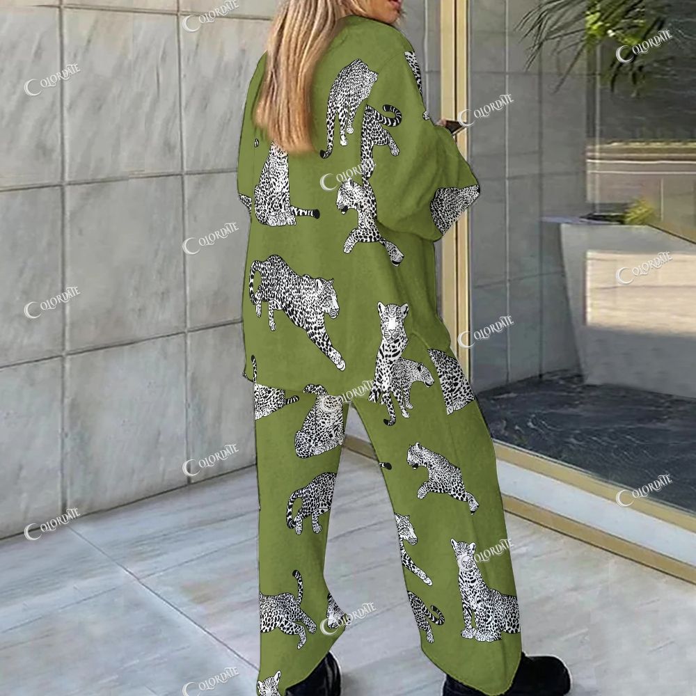 Colordate Leopard Print Loungewear Set For Women