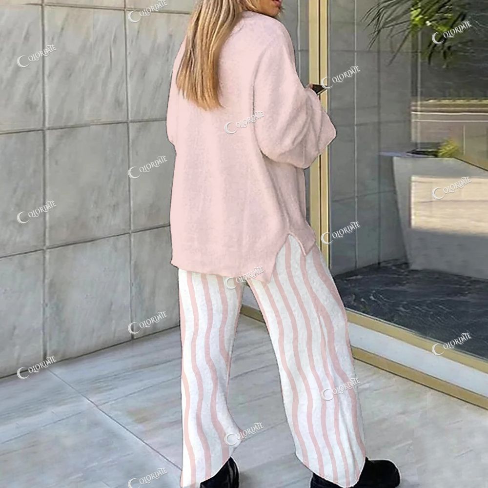 Colordate Christmas Tree Print Loungewear Set For Women