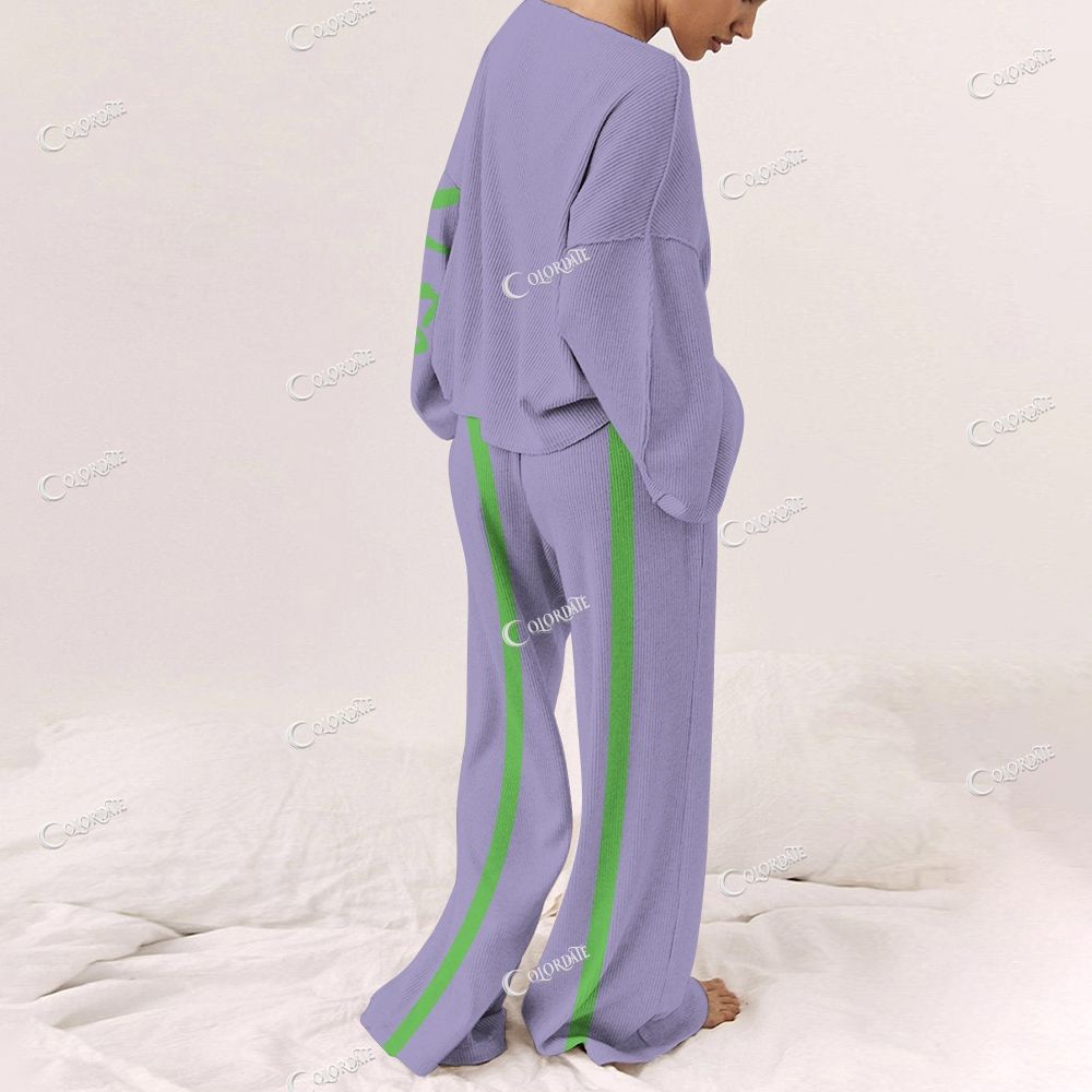 Colordate Women's Merry Christmas Print Long Sleeve Pajama Set