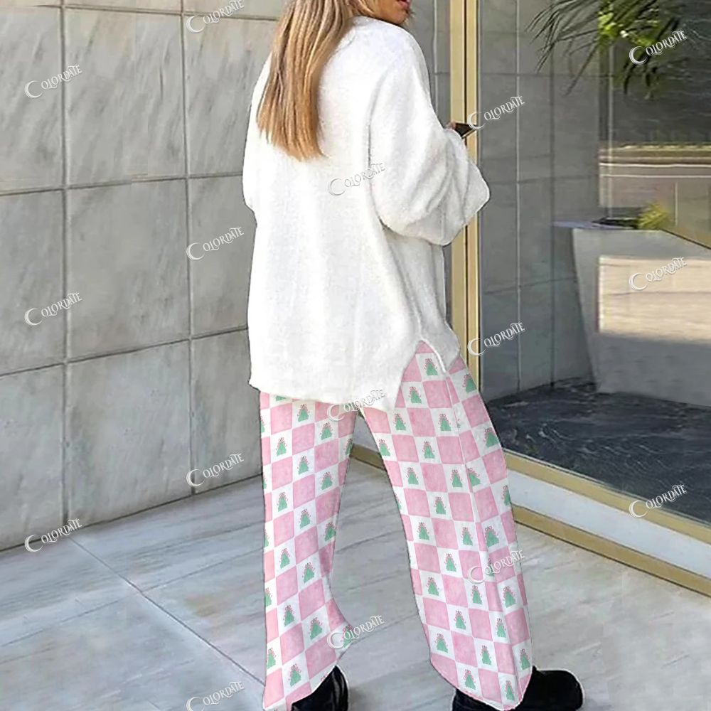 Colordate Santa Claus Print Loungewear Set For Women