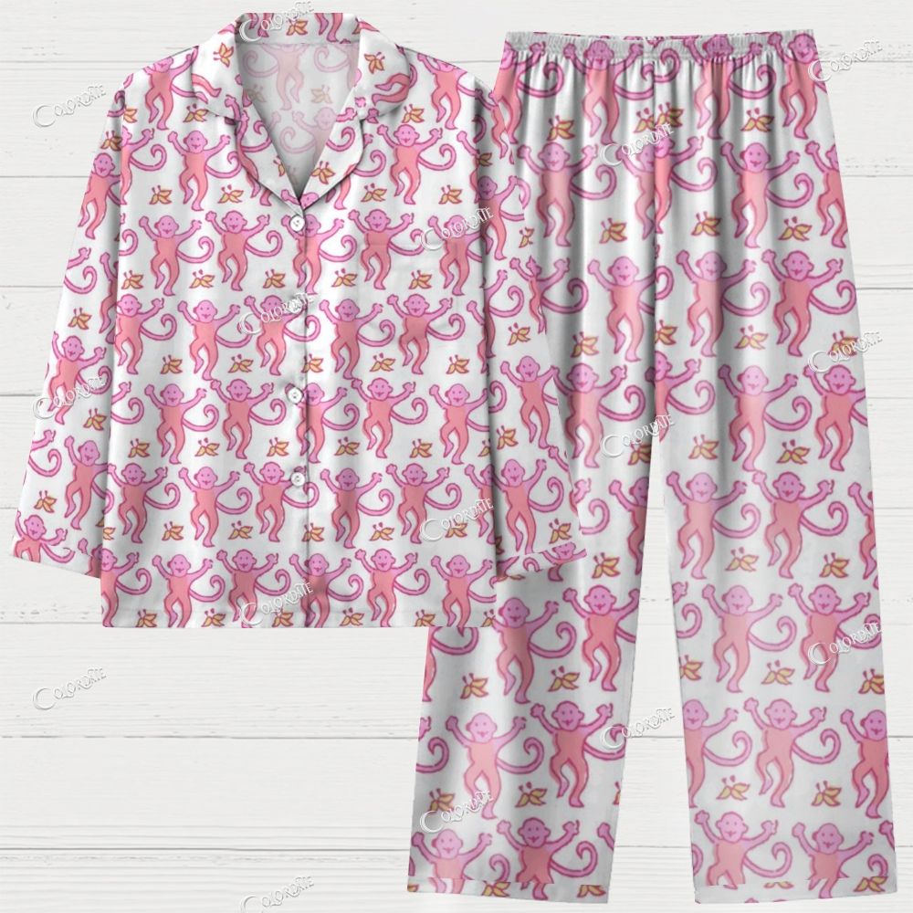 Pink & White Floral Long-Sleeve Pajama Set