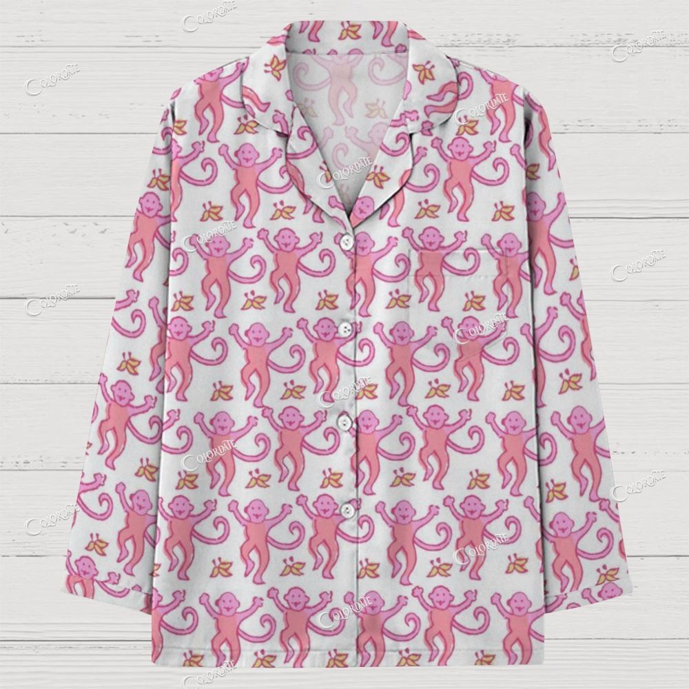 Pink & White Floral Long-Sleeve Pajama Set