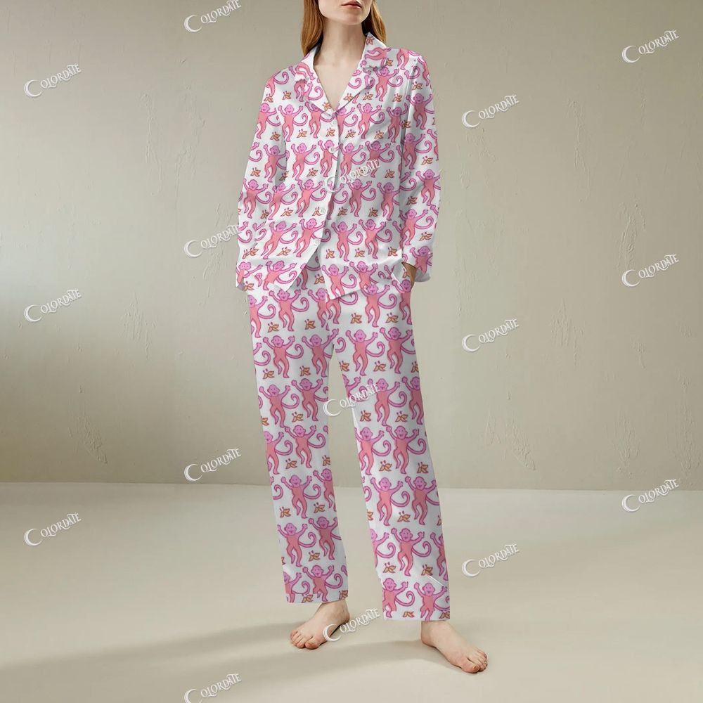 Pink & White Floral Long-Sleeve Pajama Set