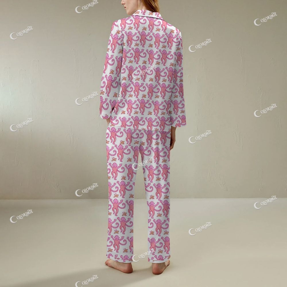 Pink & White Floral Long-Sleeve Pajama Set