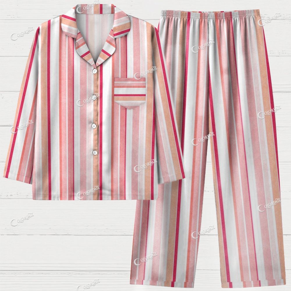 Pink Stripe Button-Front Pajama Set