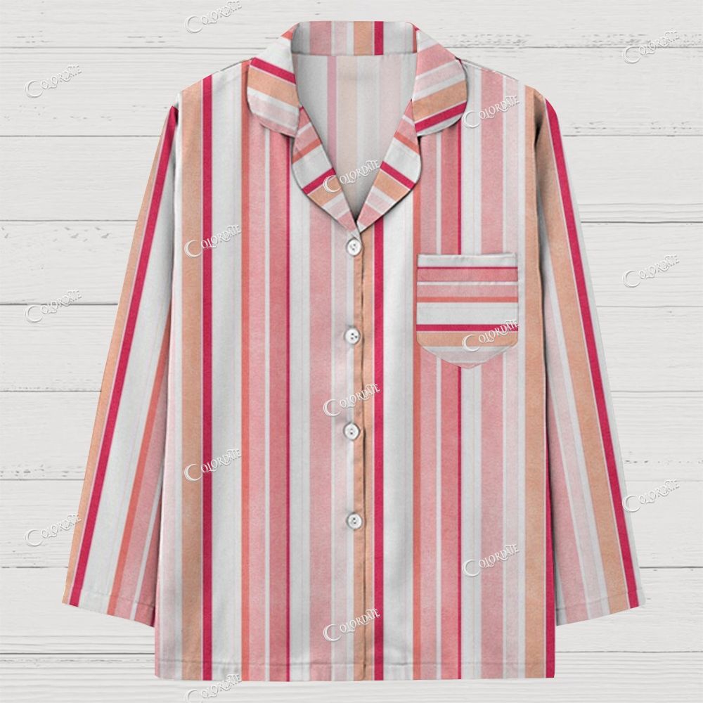 Pink Stripe Button-Front Pajama Set