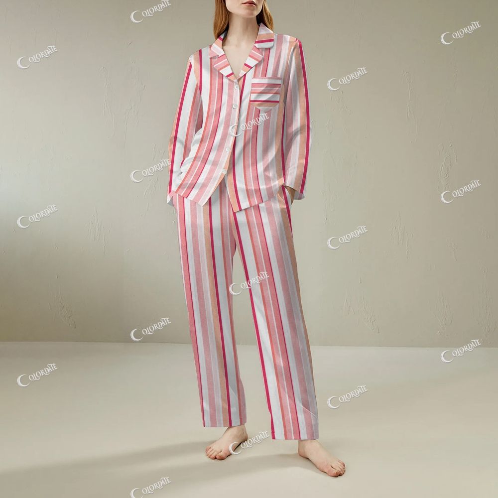 Pink Stripe Button-Front Pajama Set