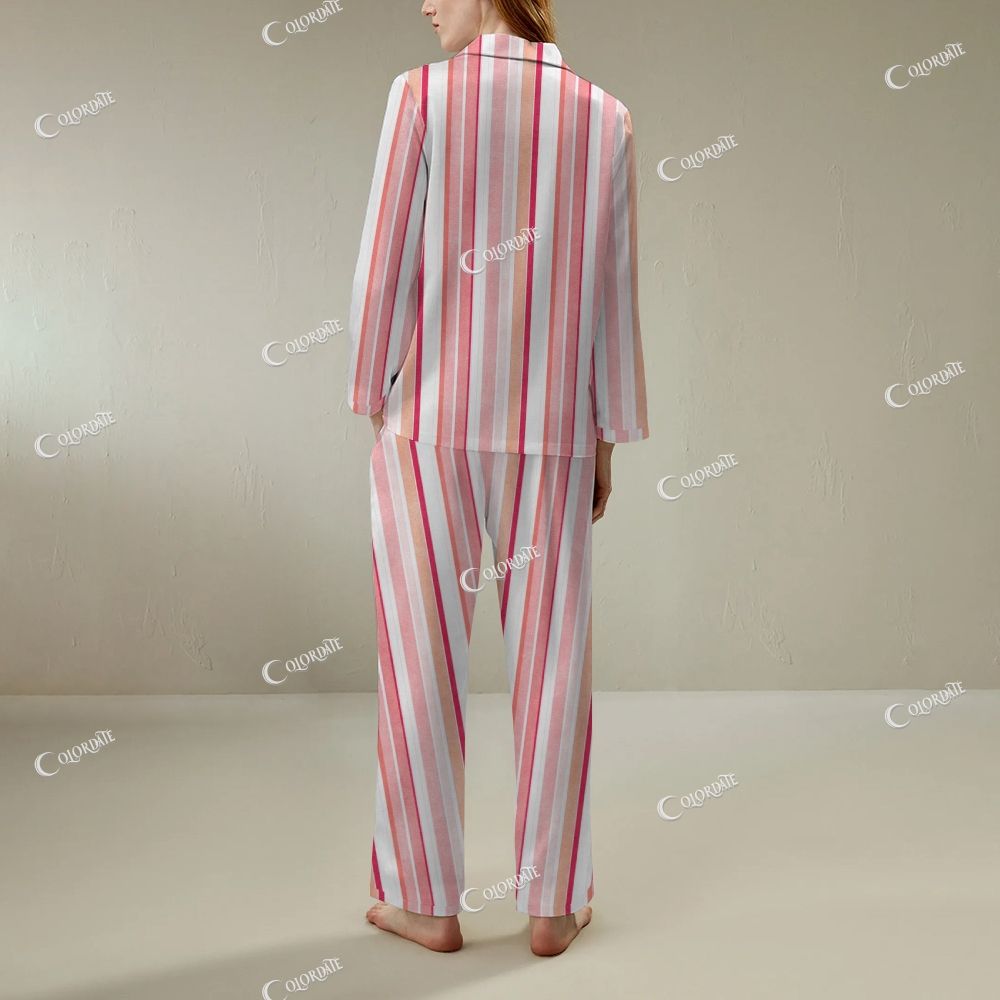 Pink Stripe Button-Front Pajama Set