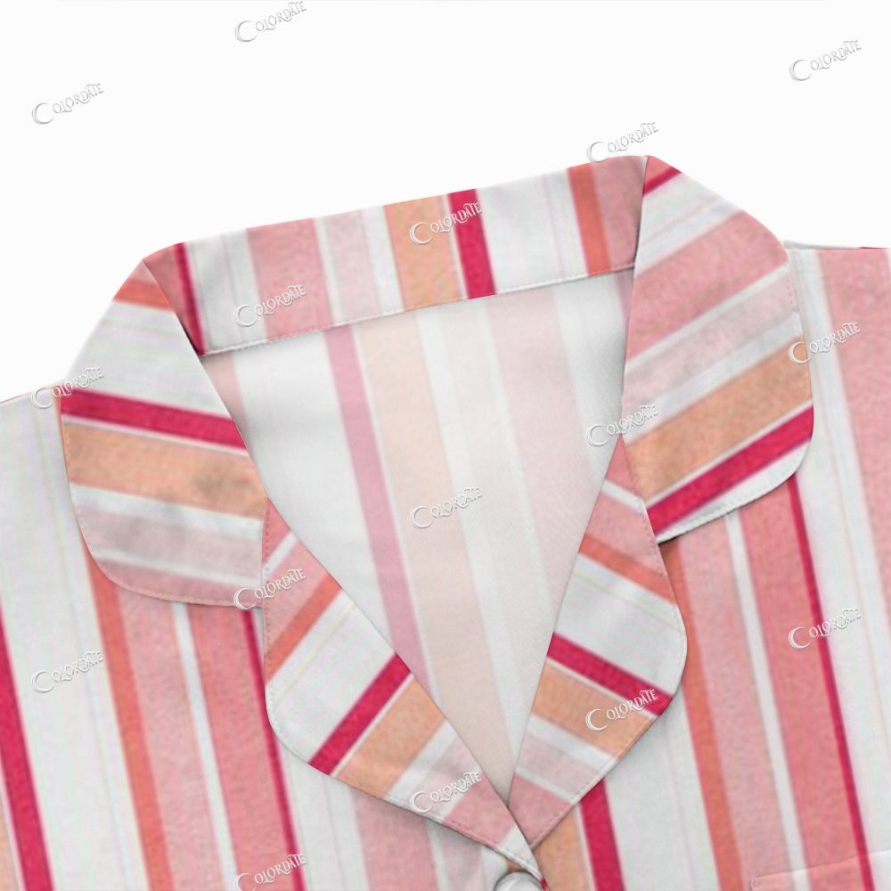 Pink Stripe Button-Front Pajama Set