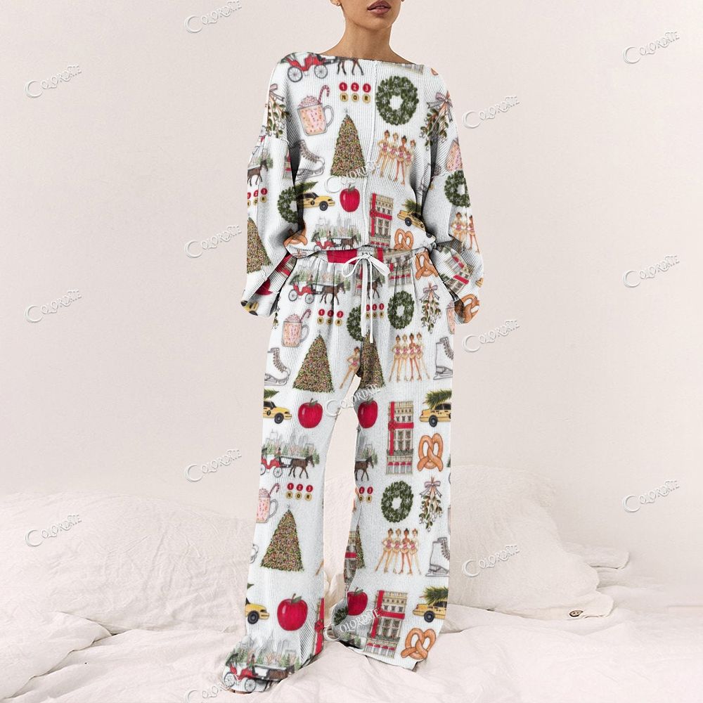 Women's Christmas  Print Long Sleeve Pajama Set
