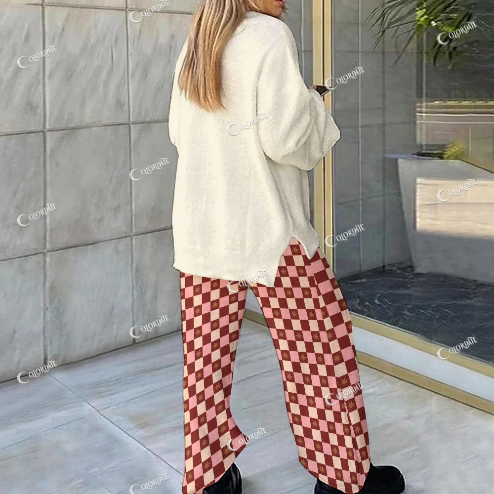 Colordate Bow Print Loungewear Set For Women