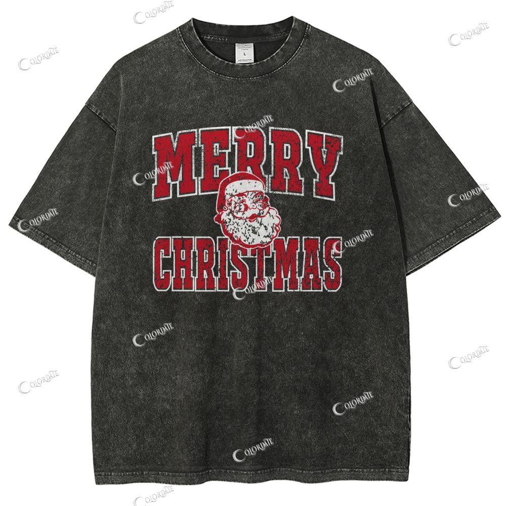 Unisex Merry Christmas Printed Washed Tee