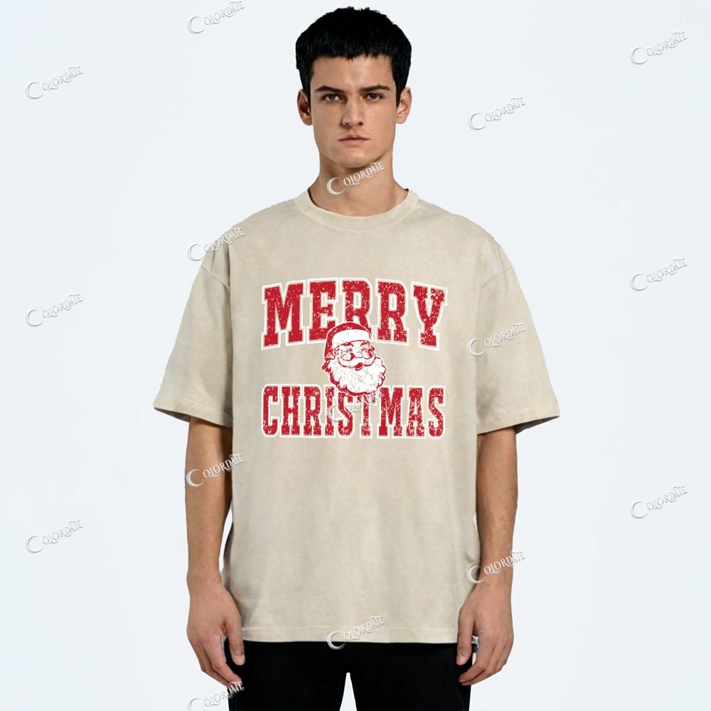 Unisex Merry Christmas Printed Washed Tee