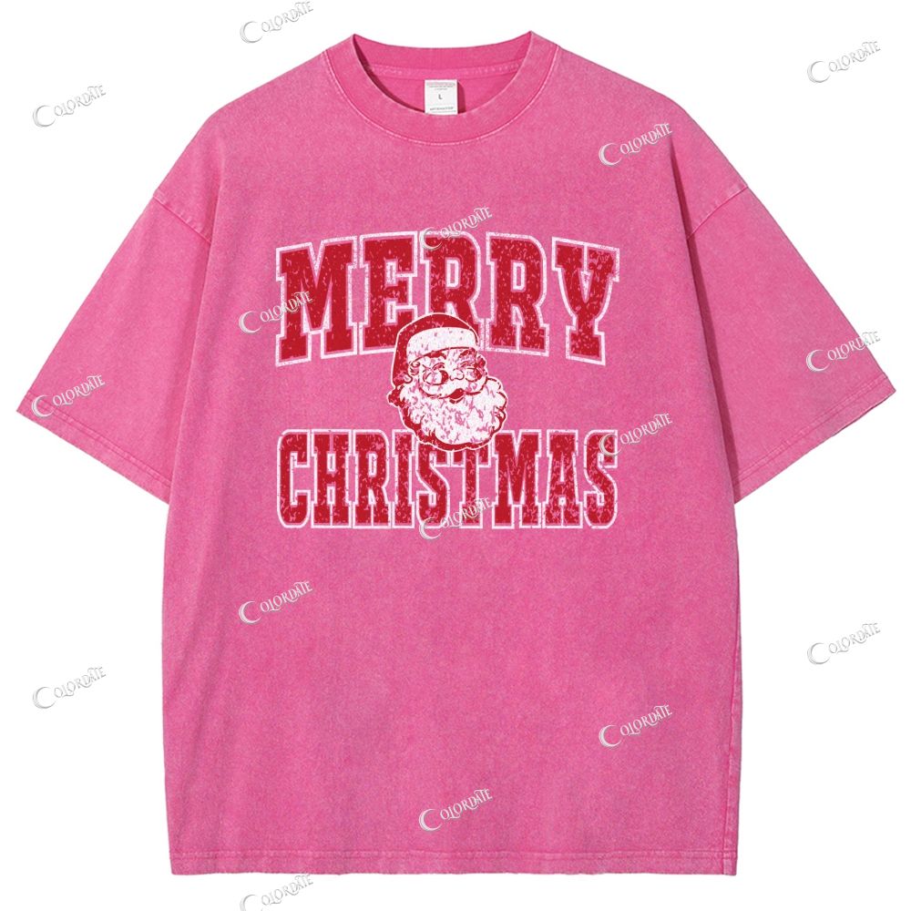 Unisex Merry Christmas Printed Washed Tee