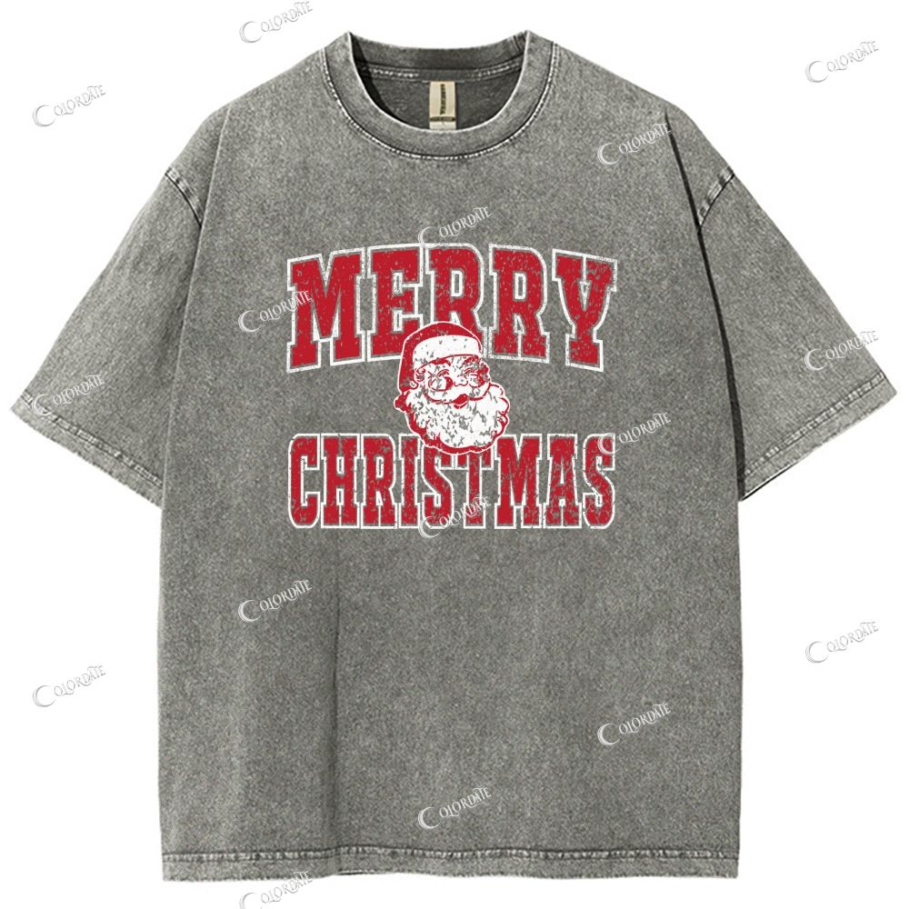 Unisex Merry Christmas Printed Washed Tee